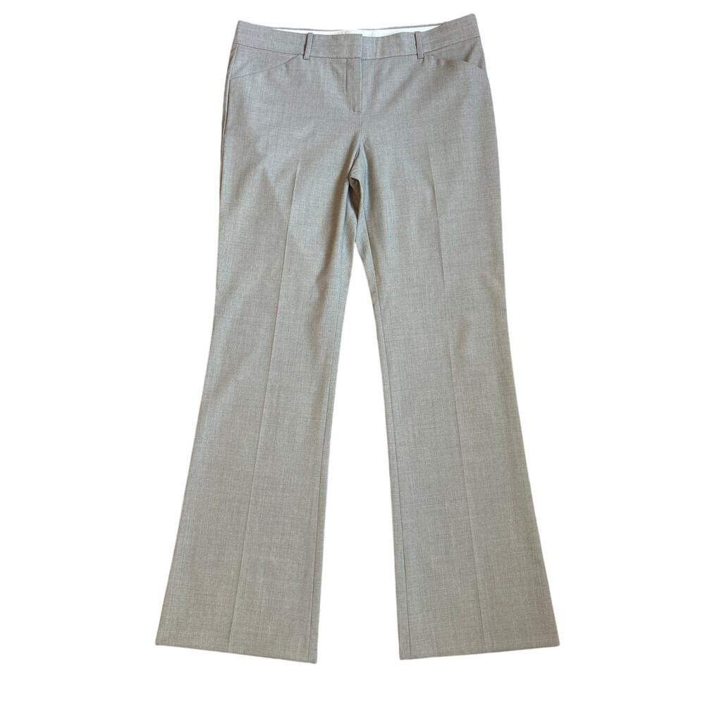 Theory beige wool straight leg‎ mid rise trouser pants SIZE 12